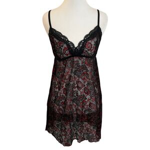 Lace Babydoll Lingerie Dress Black Red Floral‎ Chemise Sleepwear